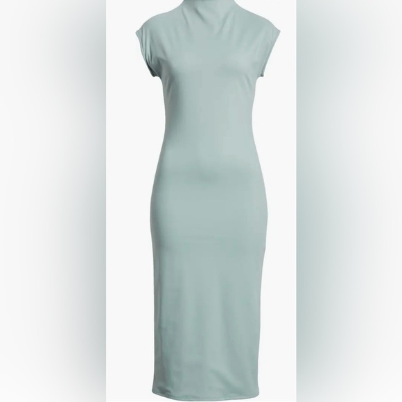 Smooth Edit Funnel Neck Midi Dress Open Edit Teal Pond Women’s Large NWT - Picture 1 of 15